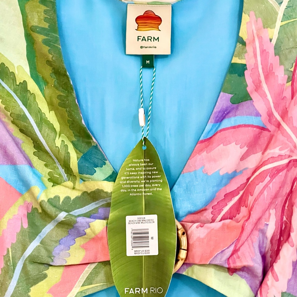 πΊπHPππΊ NWT Farm Rio Beach Vibe Mini Dress - Picture 16 of 16
